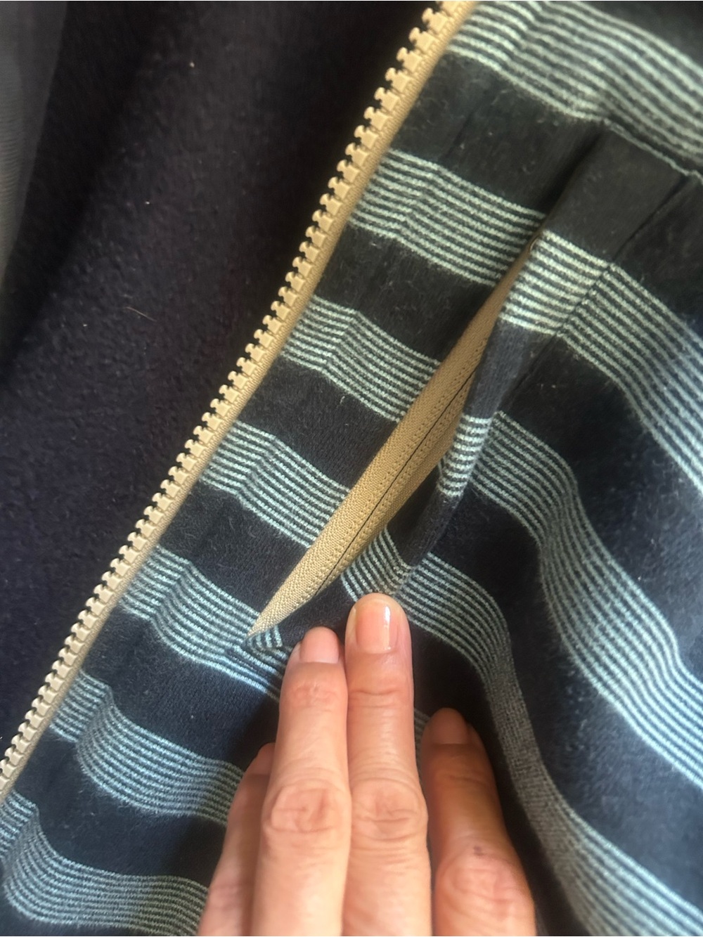 Lululemon Striped Zip-Up Hoodie in Sage and Navy - Picture 3 of 6